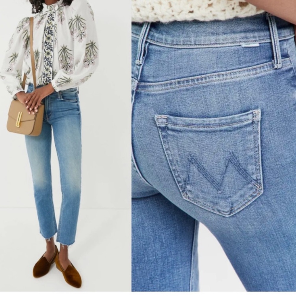 NEW!  MOTHER The Mid Rise Dazzler Ankle Fray Jeans Size 27